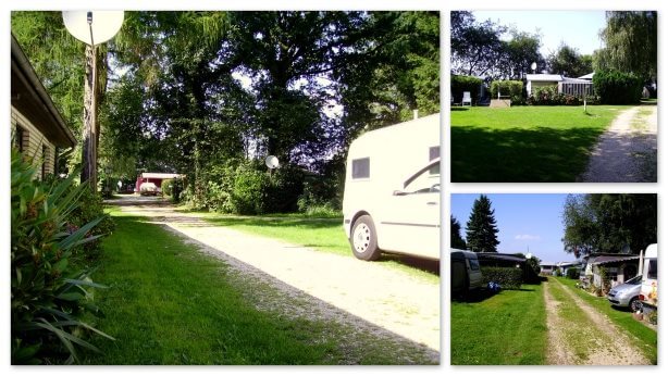 Wohnwagen und Eingangsbereich von Camping Lelefeld